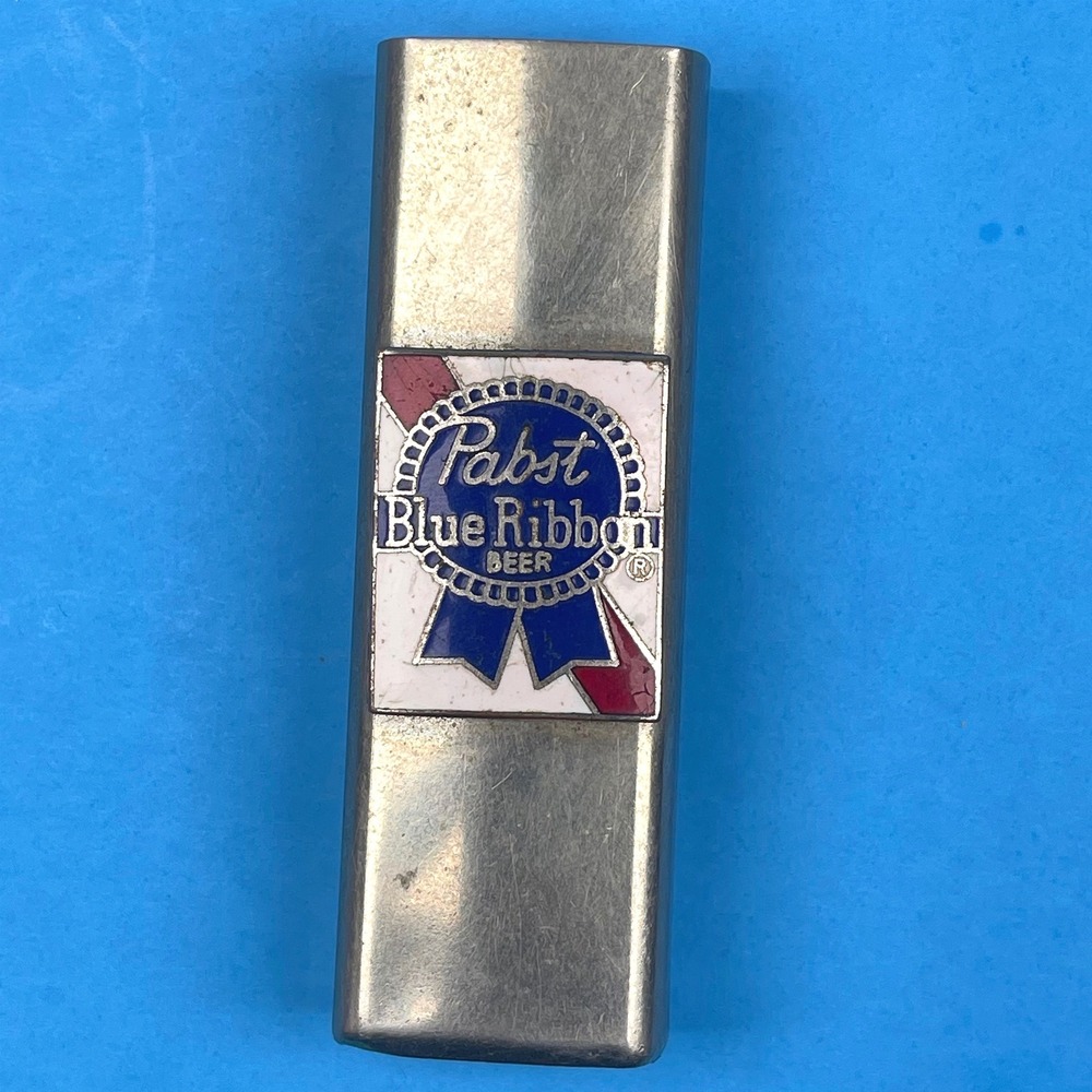 Vintage Sterling Silver Pabst Blue Ribbon Beer Lighter Cover Case PBR Logo